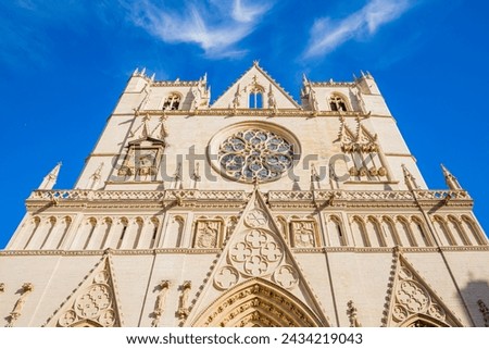 Cathedral saint jean baptiste in old town Lyon Royalty-Free Stock Photo #2434219043