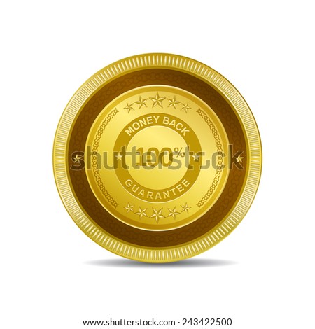 Money Back Golden Vector Icon Button