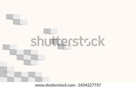 Realistic Geometrical shapes concept in paper style. Abstract light brown paper cut geometric design background. Rectangle white and grey brick shapes. Empty space for custom text