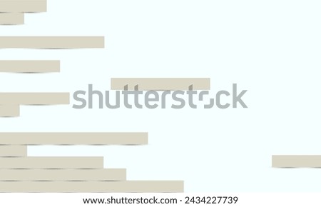 Realistic Geometrical shapes concept in paper style. Abstract sky white paper cut geometric design background. Rectangle brown stripes from left to right cover half page. Empty space for custom text.