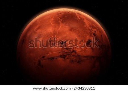 Mars. Red planet Mars. Space wallpaper with Mars in outer space. Exploration and colonization concept. Elements of this image furnished by NASA Royalty-Free Stock Photo #2434230811