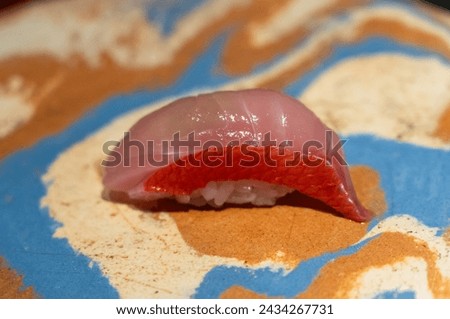 Madai sushi in omakase course - Red Sea Bream sushi Royalty-Free Stock Photo #2434267731