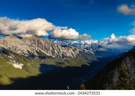 Panoramic aerial view of  Bow Valley in Banff national park, Canadian Rockies
