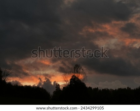 Fantastic clouds and clouds in the sky at sunset and at dawn. Natural surrealism.