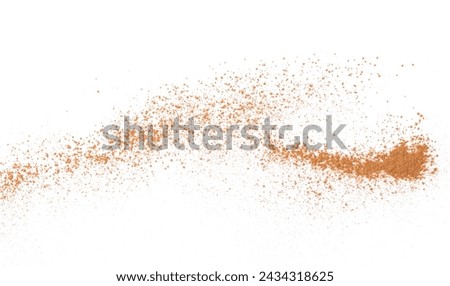 Dry aromatic cinnamon powder isolated on white, top view Royalty-Free Stock Photo #2434318625