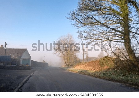 Foggy scene in a Derbyshire village