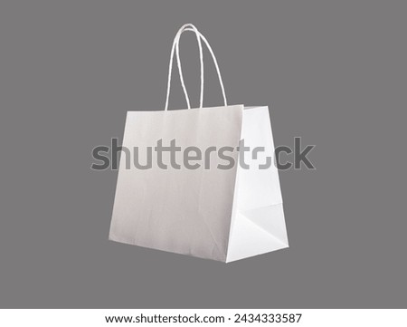 White paper shopping and gift bag mockup, paperbag mock up, isolated.