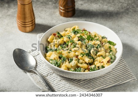 Healthy Homemade Cavatappi Pasta with Tomatoes Spinach and Basil Royalty-Free Stock Photo #2434346307