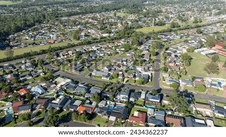 Drone aerial photograph of residential houses and surroundings in the greater Sydney suburb of Werrington County in New South Wales in Australia Royalty-Free Stock Photo #2434362237