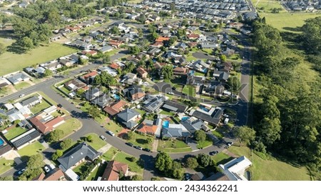Drone aerial photograph of residential houses and surroundings in the greater Sydney suburb of Werrington County in New South Wales in Australia Royalty-Free Stock Photo #2434362241