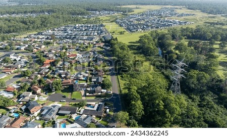 Drone aerial photograph of residential houses and surroundings in the greater Sydney suburb of Werrington County in New South Wales in Australia Royalty-Free Stock Photo #2434362245