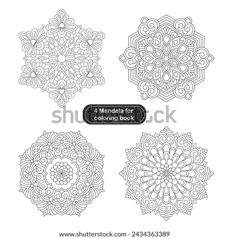 4 Lotus design Mandala Design For colouring Book 