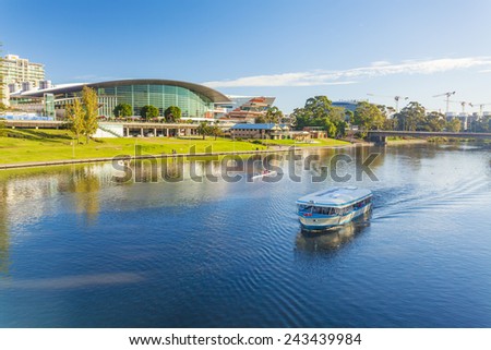Downtown area of Adelaide city in Australia in daytime Royalty-Free Stock Photo #243439984