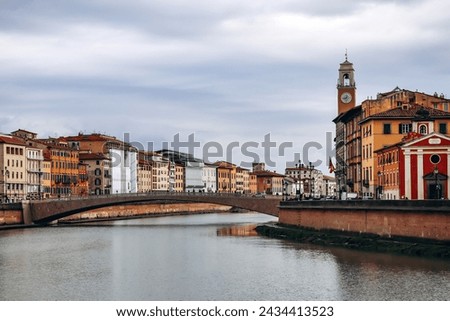 Embankments of the Arno River in the center of Pisa, in Tuscany, central Italy Royalty-Free Stock Photo #2434413523
