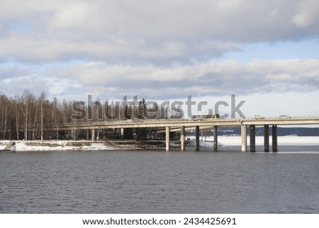 Bridge in Östersund. Winrig landscape over Östersund.