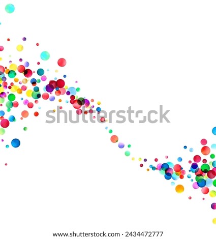 A dynamic wave of colorful bubbles flowing across a white background, with a playful variety of sizes and hues.