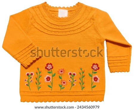 Embroidery floral and scallops Pointelle knitted sweater