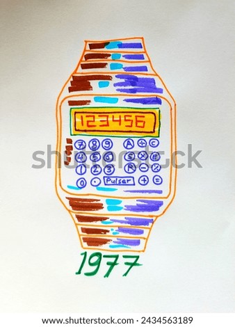 An old-fashioned electronic digital watch from the 1970s, vintage 1977 digital watch