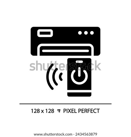 Ac remote control black glyph icon. Air conditioner. Temperature control. Home appliance. Wireless technology. Silhouette symbol on white space. Solid pictogram. Vector isolated illustration