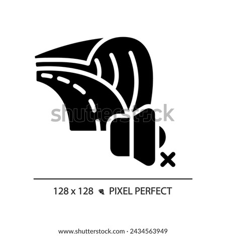 2D pixel perfect soundproof road glyph style icon, isolated vector, soundproofing solid illustration.