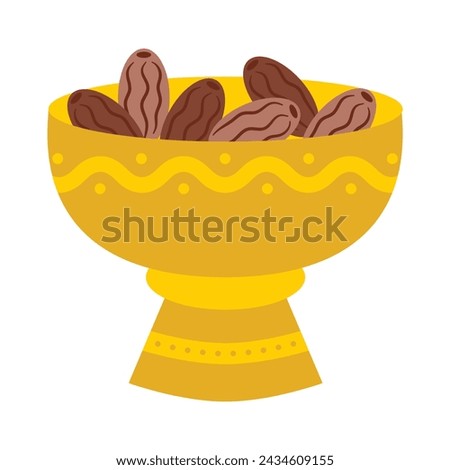 Plate of dates in flat design style. iftar party menu