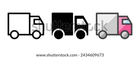 Multipurpose truck vector icon in outline, glyph, filled outline style. Three icon style variants in one pack.