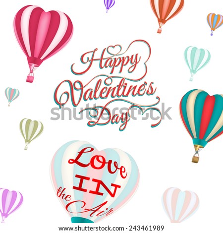 Heart-shaped hot air balloons isolated on white. EPS 10 vector file included