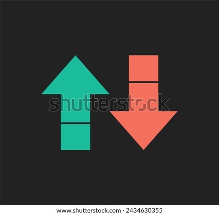 Arrow icon flat style isolated on black background. Vector illustration. Clip art graphic resource. Upload and download internet traffic symbol.
