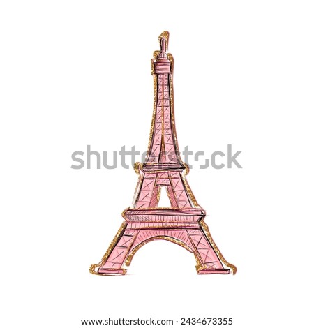 Pink Eiffel Tower fashion illustration 