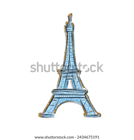 Glitter Eiffel Tower fashion illustration 