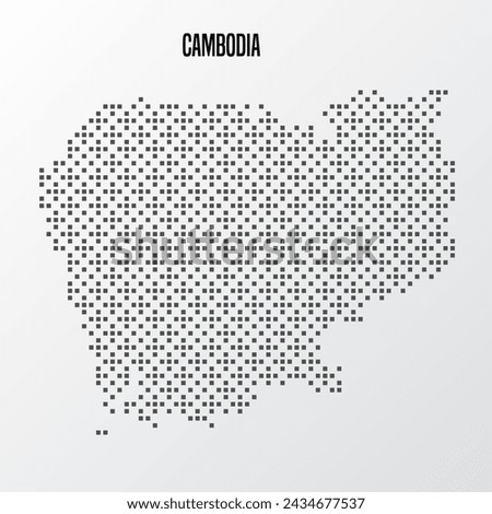 Abstract halftone Cambodia map isolated on white background. Vector illustration
