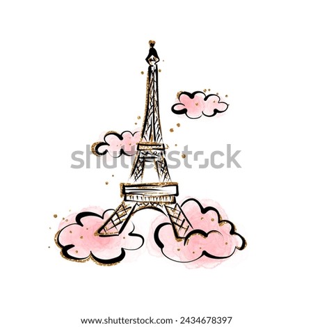 Eiffel Tower fashion glitter illustration 