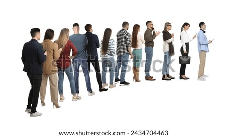 People waiting in queue on white background Royalty-Free Stock Photo #2434704463