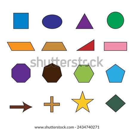 Geometric colorful shapes for preschool kids.