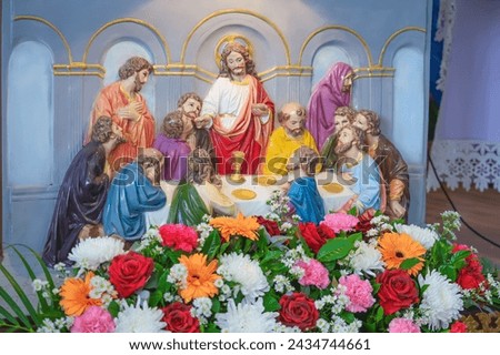 The last supper of Jesus Christ Catholic religious sculpture 