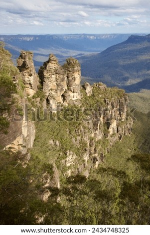 Three Sisters Rock Formations, Blue Mountains, Australia Royalty-Free Stock Photo #2434748325