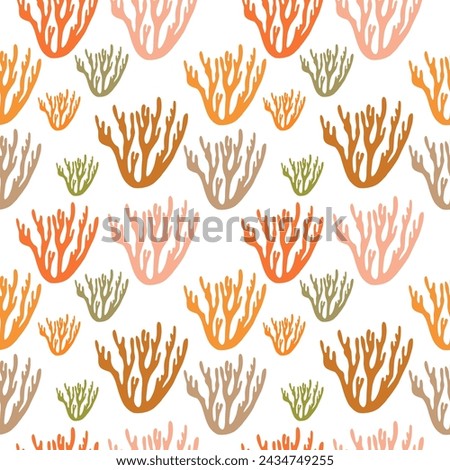 Seamless background with colorful abstract seaweed on a white background