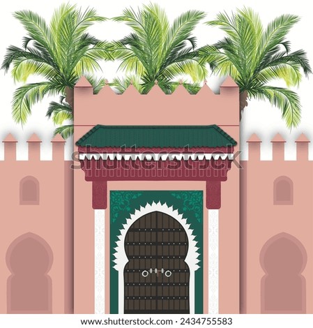 Graphic design of traditional Moroccan door in Marrakech