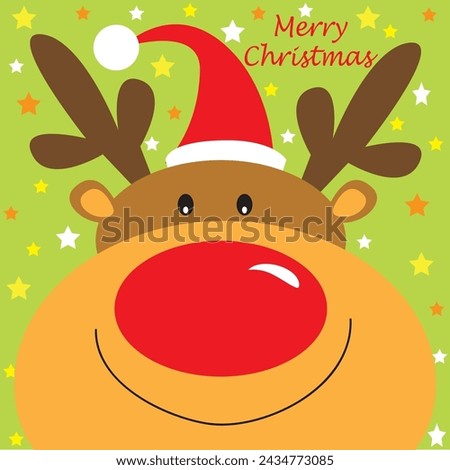 Cute reindeer for christmas card, gift bag or box design