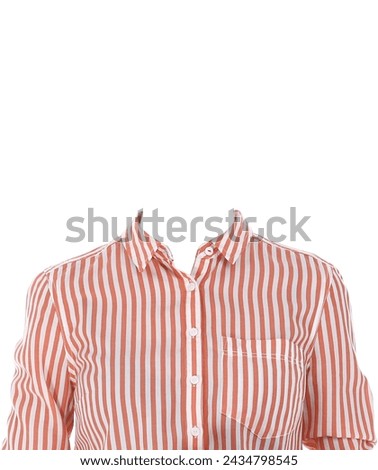 Outfit replacement template for passport photo or other documents. Striped shirt isolated on white