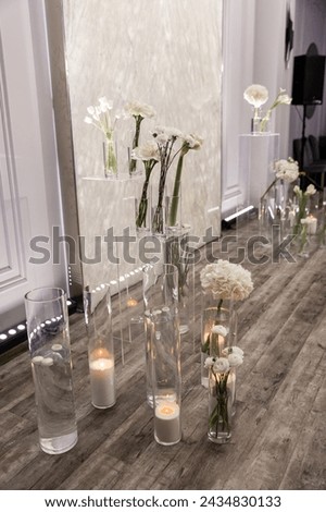 Beautiful romantic elegant wedding decor for a luxury dinner in Italy, Tuscany. Modern floral design for outdoor wedding