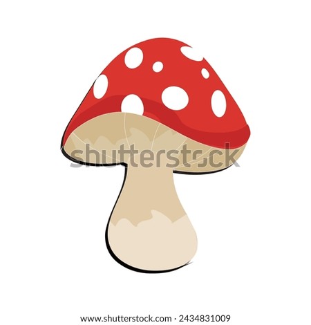 Mushroom flat design cartoon different mushrooms vector illustration, wild mushroom symbol signs, Amanita poisonous. Eps 10