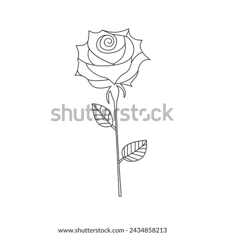 Rose single continuous one line out line vector art  drawing  and tattoo design
