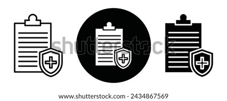 Health insurance outline icon collection or set. Health insurance Thin vector line art