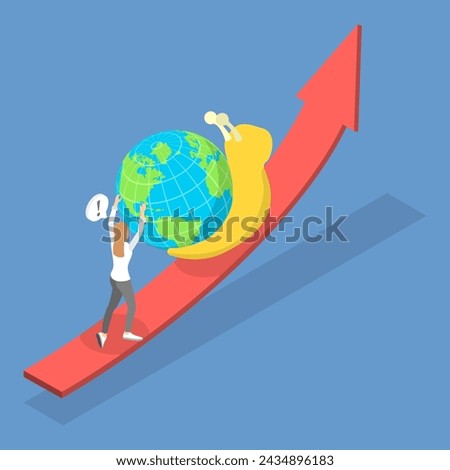 3D Isometric Flat Vector Illustration of Global Economic Slowdown, World GDP Growth Decline Royalty-Free Stock Photo #2434896183
