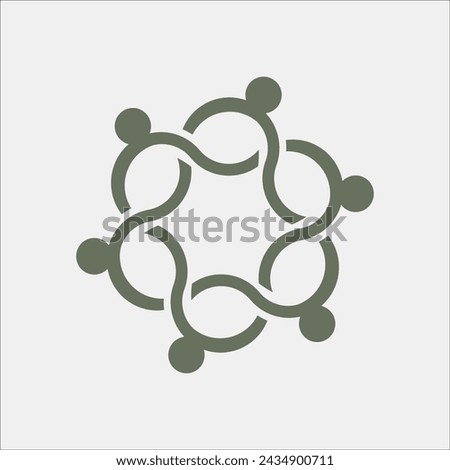 Harmonious Interconnection Logo Depicting Community and Unity with Six Abstract Figures Royalty-Free Stock Photo #2434900711