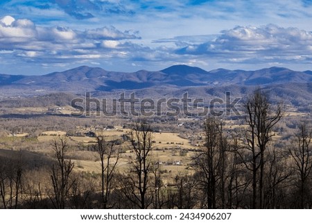 March 2024 Blue Ridge Parkway, Virginia. Rockfish Valley Overlook. Royalty-Free Stock Photo #2434906207