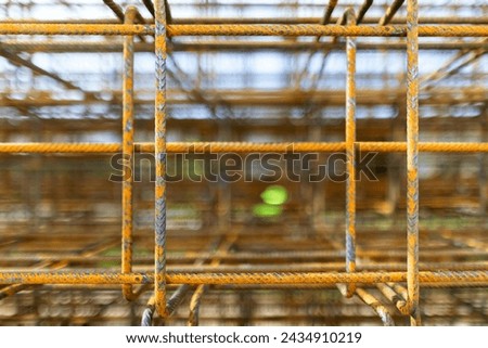 Preparation of steel armor for a building foundation Royalty-Free Stock Photo #2434910219