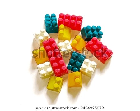 Top view of colorful brick toys.