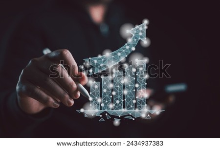 planning and strategy, Stock market, Business Development and growth, progress or success concept. Businessmen plan growth and increase of positive indicators in his business. Royalty-Free Stock Photo #2434937383